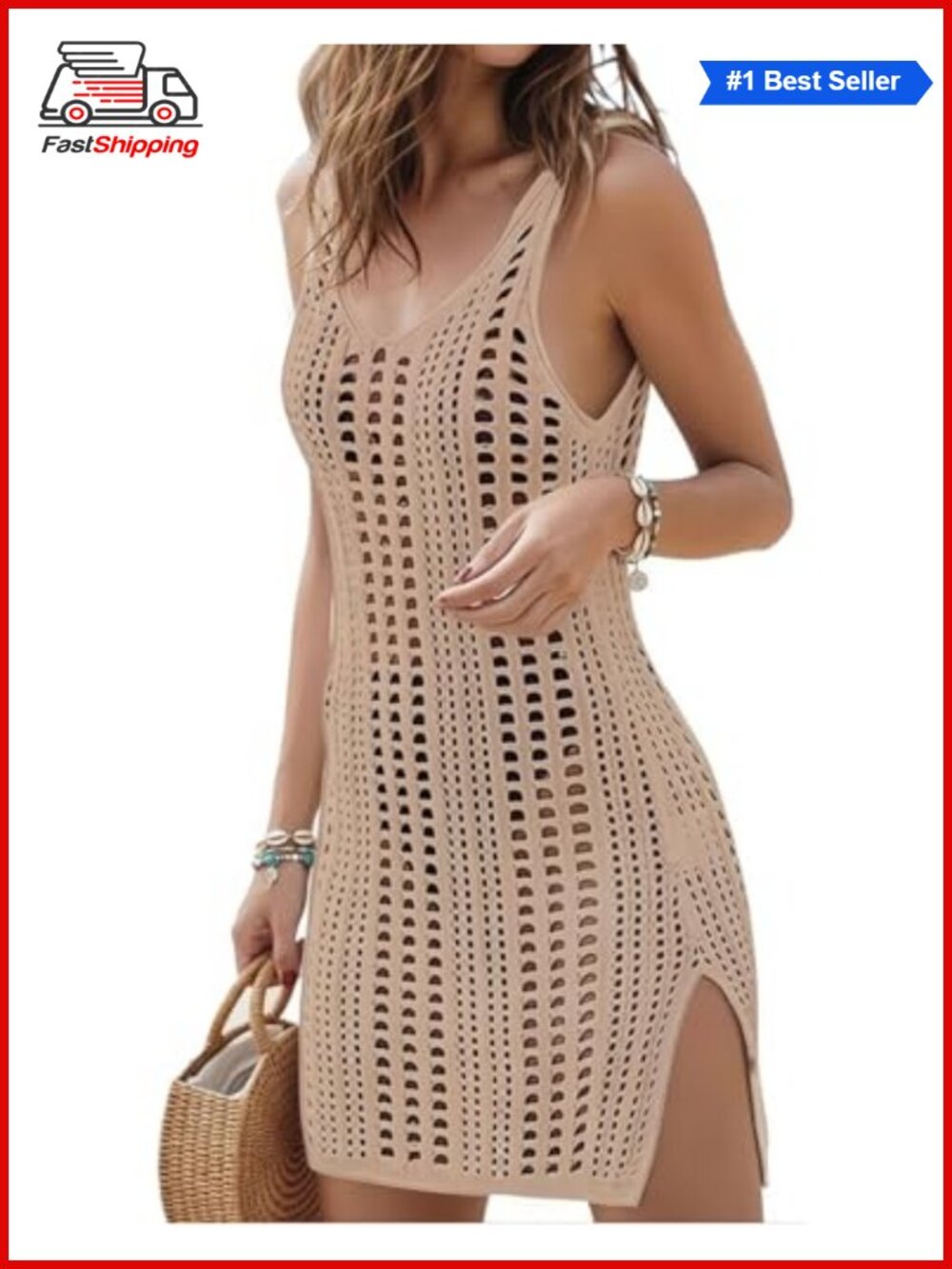 ✨ Crochet Swimsuit Cover Up Beach Dress Sleeveless